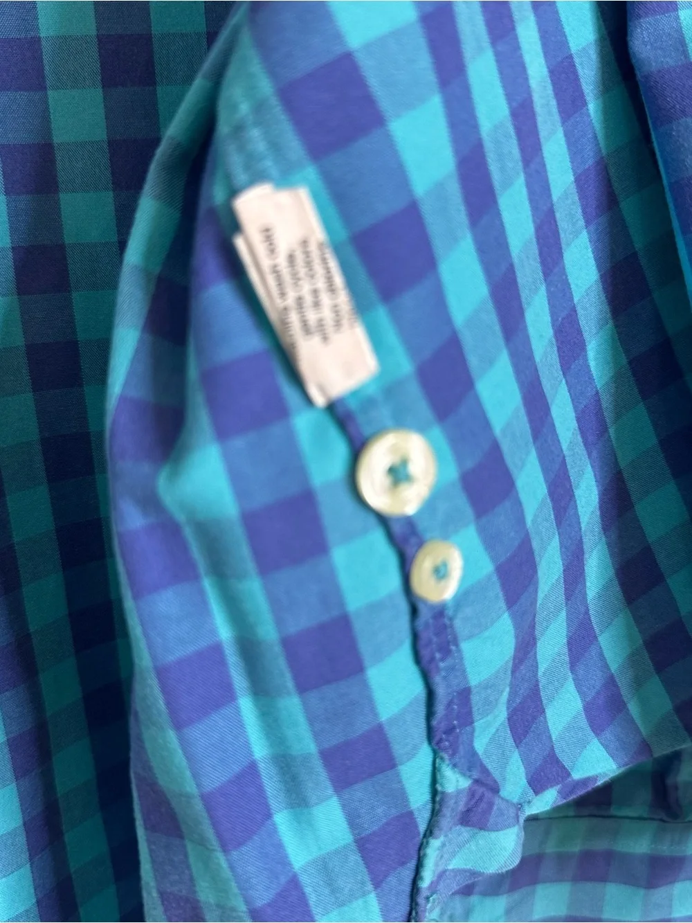 J. Crew Teal and Navy Check Long-Sleeve Button-Down Shirt Men's Size Large